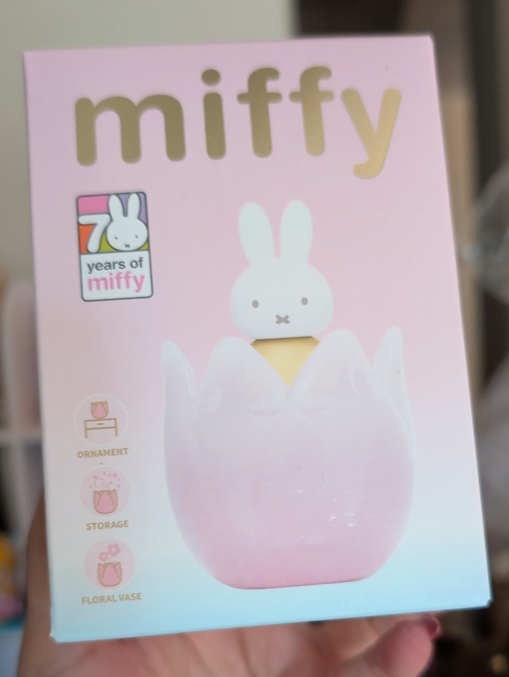 miffy Pink and White Bunny Floral Vase Ornament